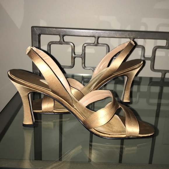 Caparros Satin Bronze Stappy Heels 7 1/2 - Picture 3 of 4
